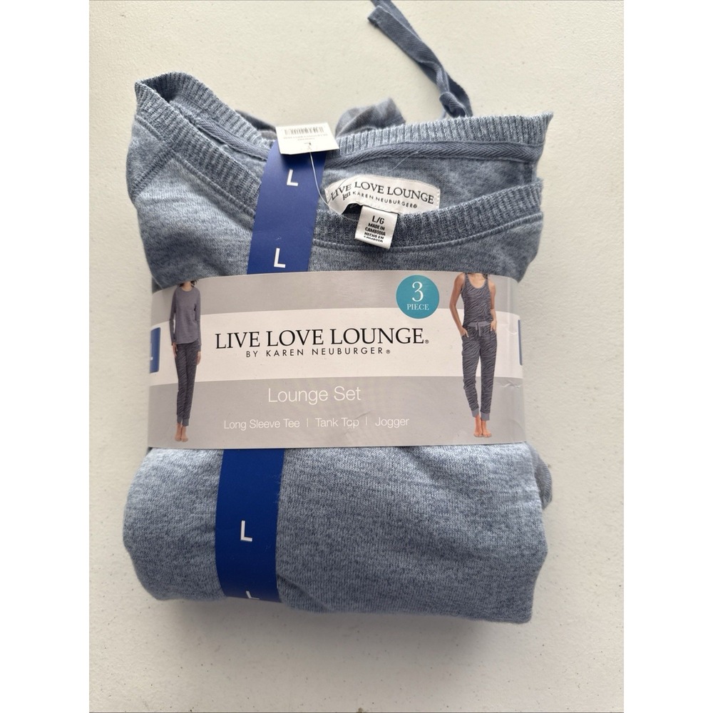 Live Love Lounge by Karen Neuburger Tank Long Sleeve Pants Large PJ 3 Piece Set